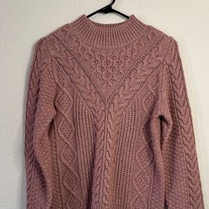 Women's Cable Knit Sweater - Pink